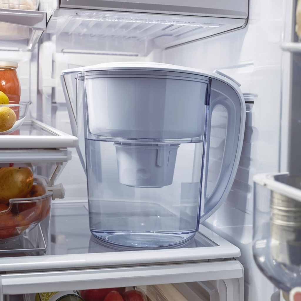 water filter pitcher in refrigerator